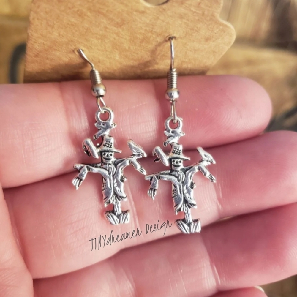 Scarecrow Earrings Halloween earrings Horror Goth Thanksgiving Crow Fall Jewelry